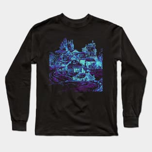 Ancient Town Blue Winter Long Sleeve T-Shirt